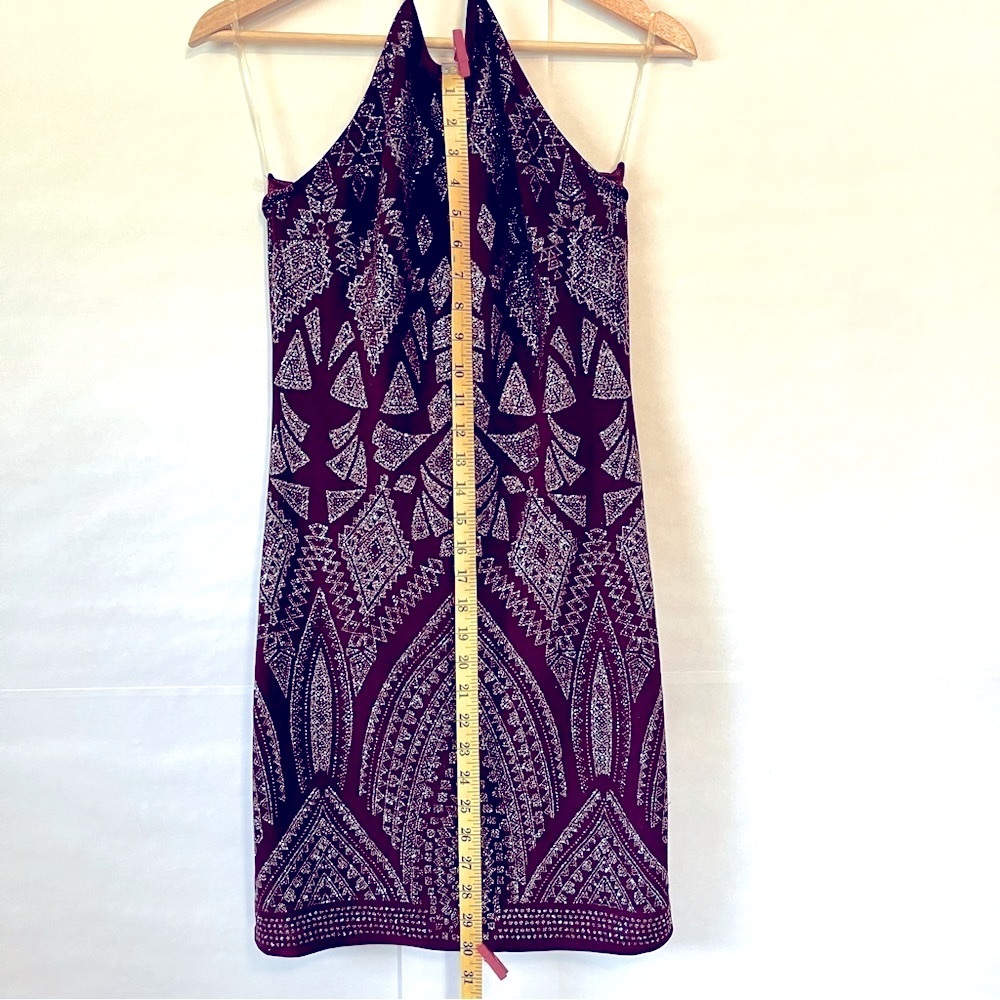 HOST PICK - Classy Halter-neck Dress in Plum and Silver Sparkling Pattern - Picture 5 of 6